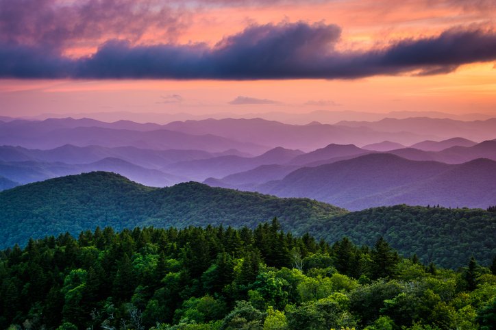 Sunset from Cowee Mountains Overlook, on the Blue Ridge Parkway